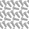 Vector graphic pattern with handdrawn screws. Great element for construction tools Royalty Free Stock Photo